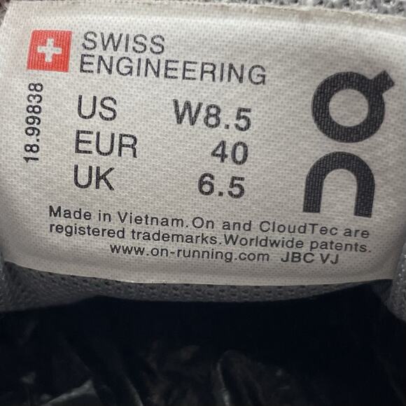 On Cloud Terry Running Shoes Womens Size 8.5 Gray Athletic Sneakers Slip On - Picture 7 of 12